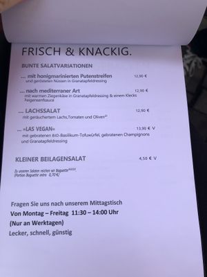 Menu at Pfefferminzje in Koblenz