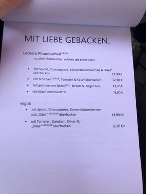 Menu at Pfefferminzje in Koblenz