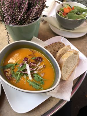 Soup of the day, pumpkin and coconut milk at Pfefferminzje in Koblenz