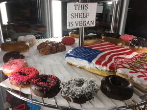 Vegan selection  at Voodoo Doughnuts - E 6th St in Austin