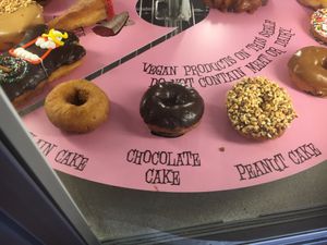 Just some of the vegan donut choices at Voodoo Doughnuts - E 6th St in Austin