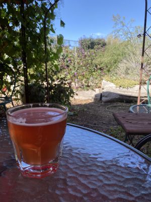Local kombucha on tap in the garden seating at Beautiful Day Cafe in Wichita