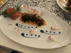 Seitan with delicate sauces at Mi Dulce Jacalito in Mexico City