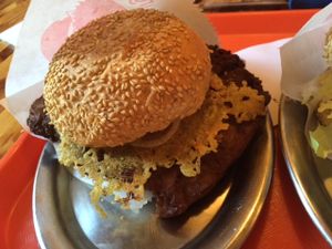 OMG so good... laplant burger... my boyfriends favorite..  at Yellow Sunshine in Berlin