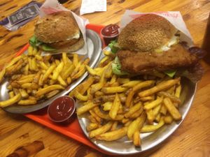 schicken burger and Lapland burger at Yellow Sunshine in Berlin