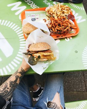 Burger with pineapple. at Yellow Sunshine in Berlin