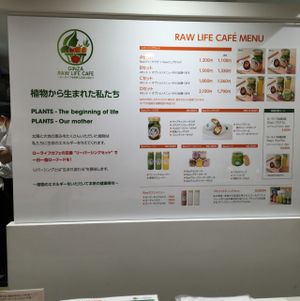 menu at Ginza Raw Life Cafe in Tokyo