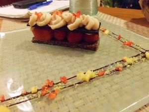 Cacao Cake with Strawberries at Fresh in Ubud