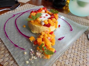 Mango and Passionfruit Panna Cotta at Fresh in Ubud
