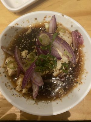 Entrée with tofu and onions  at Yap - Lapa in Rio De Janeiro