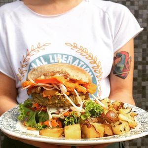 falafel burguer! at Vegan Wraps in Montevideo