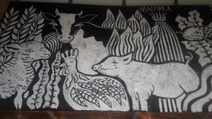 Animals in chalk at Vegan Wraps in Montevideo