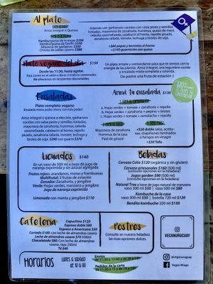 Menu at Vegan Wraps in Montevideo