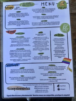Menu at Vegan Wraps in Montevideo