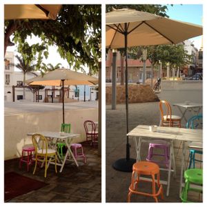 Outdoor terrace  at H2O Juice Bar & Vegan Cafe in Fuerteventura