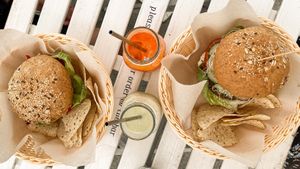 both burgers are excellent! at H2O Juice Bar & Vegan Cafe in Fuerteventura