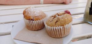 Raspberry muffins at H2O Juice Bar & Vegan Cafe in Fuerteventura