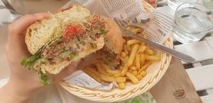Dune burger at H2O Juice Bar & Vegan Cafe in Fuerteventura