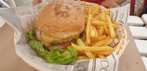 Volcano burger at H2O Juice Bar & Vegan Cafe in Fuerteventura