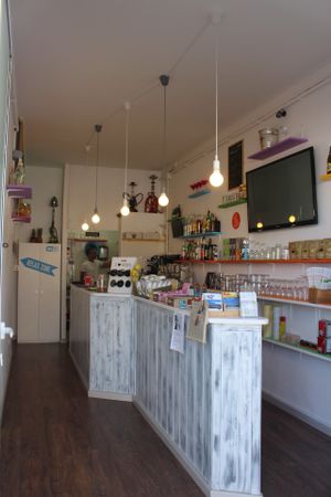 inside at H2O Juice Bar & Vegan Cafe in Fuerteventura
