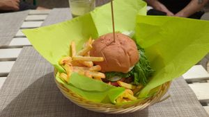 Mizzi burger at H2O Juice Bar & Vegan Cafe in Fuerteventura