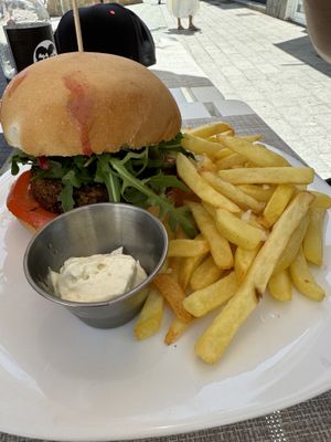 Mizzi Burger (Quinoa Patty)  at H2O Juice Bar & Vegan Cafe in Fuerteventura