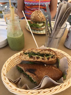 Sandwich, smoothies and burgers.  at H2O Juice Bar & Vegan Cafe in Fuerteventura