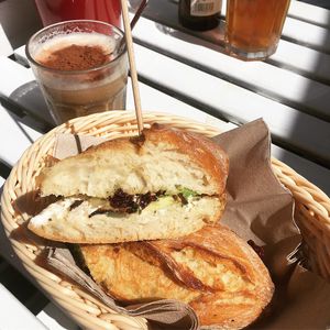 Panama sandwich and iced coffee at H2O Juice Bar & Vegan Cafe in Fuerteventura