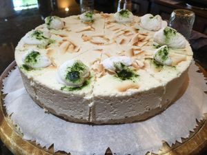 Coconut Lemon, Matcha-dusted Blisscake! at Love Yourself Cafe in Santa Fe