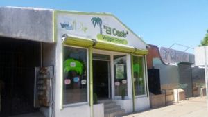 outside at El Oasis Veggie Food in Tijuana