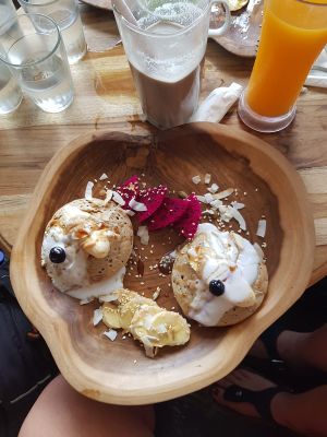 Buckwheat pancakes at Oma Jamu in Canggu