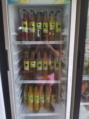 Variety of selfmade lemonades and drinks at Oma Jamu in Canggu