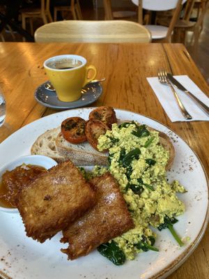 Big Breakfast with Hash Browns  at Power Plant Cafe in Templestowe