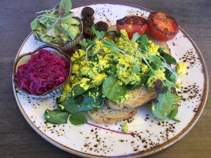Power Breakfast with Avocado and Kraut  at Power Plant Cafe in Templestowe