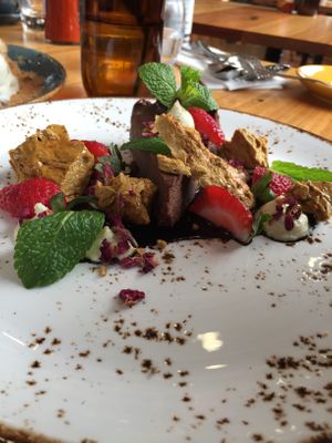 Choc tart with ‘honeycomb' at Power Plant Cafe in Templestowe