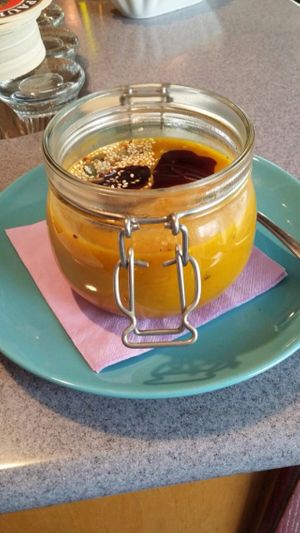 the best pumpkin soup in the city! at Alte Muhle in Merano