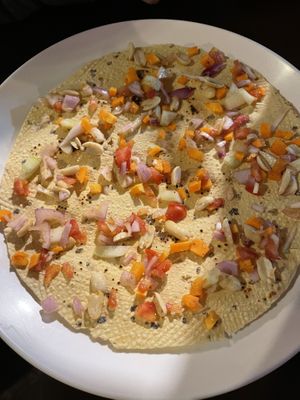 Papad, to some better known as papadum  at Aniyor Vegetarian Restaurant in Kathmandu