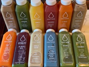 variety of juices at Vitality Juicery in Dublin
