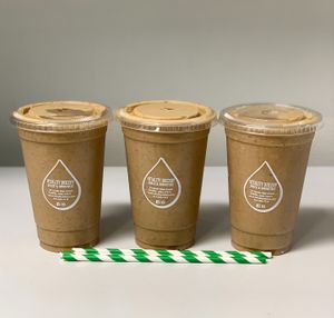 3 orders of crazy monkey smoothie (chocolate almond milk, cold brew coffee, peanut butter, banana) at Vitality Juicery in Dublin