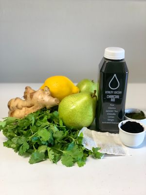 COLD- PRESSED JUICE 
CHARCOAL AID at Vitality Juicery in Dublin
