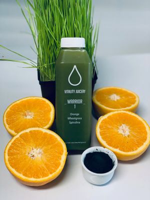 COLD- PRESSED JUICE 
WARRIOR 1 (GREEN ORANGE JUICE) at Vitality Juicery in Dublin