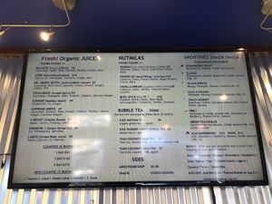 Menu at Vitality Juicery in Dublin