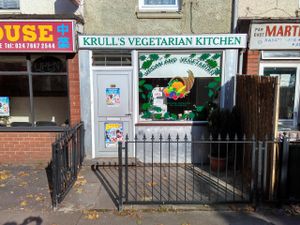 Store Front at Krull's Vegetarian Kitchen in Coventry