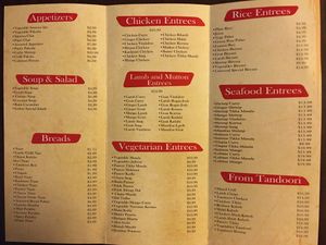 Menu 2 at Indian Restaurant Universal Market in Mc Allen