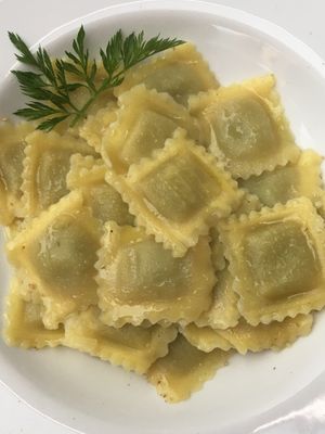 Potato and mint ravioli at Il Cardo e l'Ortica in Mondovi