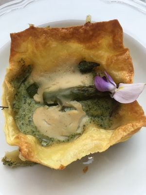 Asparagus and spring herb lasagne at Il Cardo e l'Ortica in Mondovi