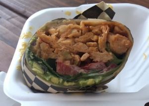 Mac and cheese and a wrap at Devin's Dive Food Cart in Portland