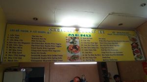 Menu at Chan Nhu II in Ho Chi Minh City
