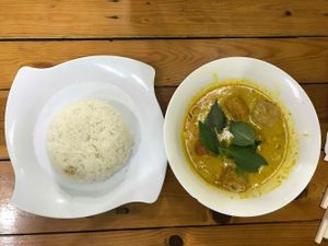Curry and rice (25k dongs), small portion but food acceptable at Chan Nhu II in Ho Chi Minh City