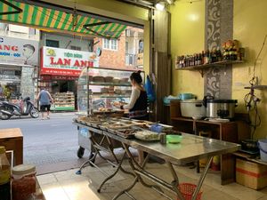 Preparing delicious vegan banh mi! at Chan Nhu II in Ho Chi Minh City